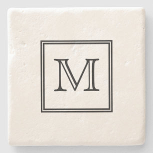 Dessous-de-verre En Pierre Monogramme noir et blanc