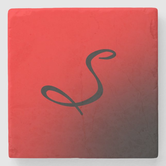Dessous-de-verre En Pierre Monogramme noir rouge élégant professionnel initia (Devant)