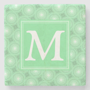 Dessous-de-verre En Pierre Monogramme vert ressort cercles motif