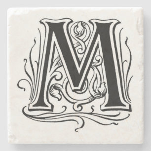 Dessous-de-verre En Pierre Monogramme vintage 'M'