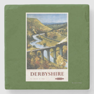 Dessous-de-verre En Pierre Monsal Dale, train et viaduc British Rail