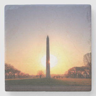 Dessous-de-verre En Pierre Monument de Washington au coucher du soleil