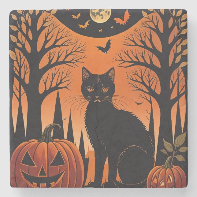 Dessous-de-verre En Pierre Moonlit Meow (Devant)