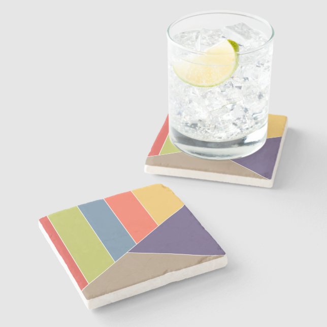 Dessous-de-verre En Pierre MOSAIC rayures triangles couleur I + vos idées (Côté)
