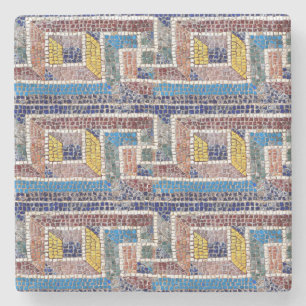 Dessous-de-verre En Pierre Mosaïque bleu brun et jaune