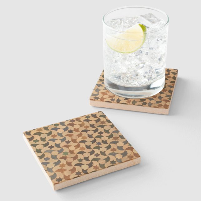 Dessous-de-verre En Pierre Mosaïque Chaud-Hue d'étoile d'Alhambra (Côté)