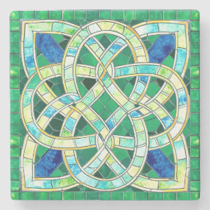 Dessous-de-verre En Pierre Mosaïque de pierre céleste verte