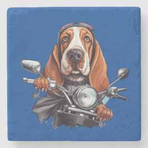 Dessous-de-verre En Pierre Motard canin cool, conducteur de chien basset houn
