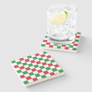 Dessous-de-verre En Pierre Motif à carreaux de Noël classique