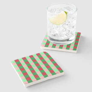 Dessous-de-verre En Pierre Motif à carreaux de Noël contemporain