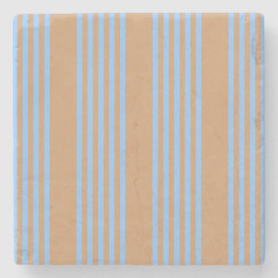 Dessous-de-verre En Pierre Motif à cinq bandes bleu et brun