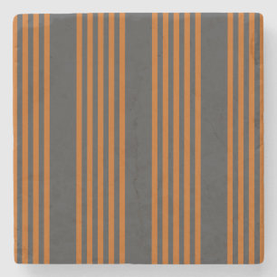 Dessous-de-verre En Pierre Motif à cinq bandes Burnt orange et charbon de boi