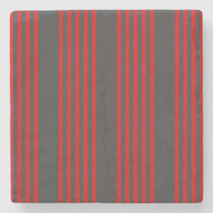 Dessous-de-verre En Pierre Motif à cinq bandes rouge et charbon de bois