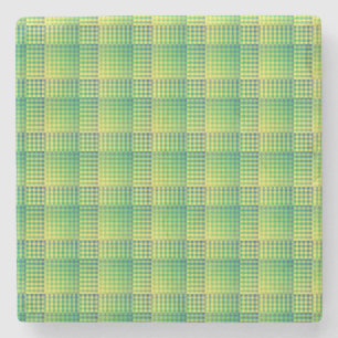 Dessous-de-verre En Pierre Motif Abstrait à Damier Vert Bleu