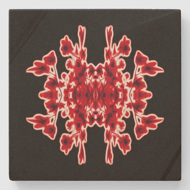 Dessous-de-verre En Pierre Motif Abstrait Black White Red Graphic (Devant)
