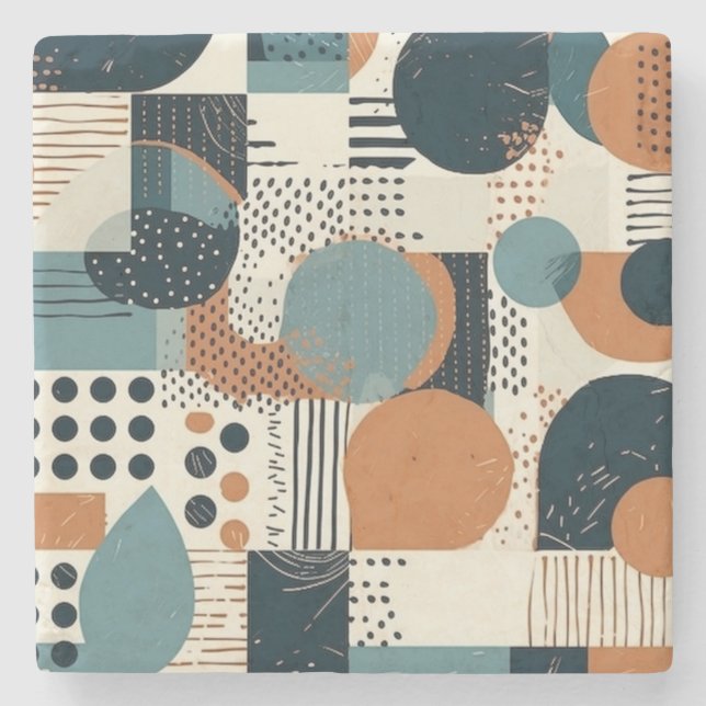 Dessous-de-verre En Pierre Motif Abstrait minimal sans fil - Géométrique (14) (Devant)