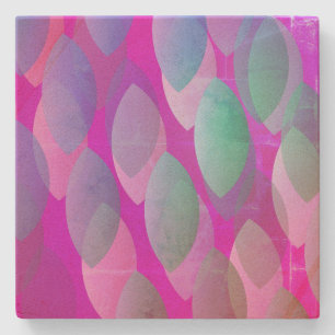 Dessous-de-verre En Pierre Motif Abstrait moderne   Magenta Purple Rose Turqu