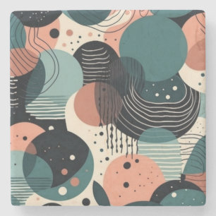 Dessous-de-verre En Pierre Motif Abstrait sans fil minimal - géométrique (8)