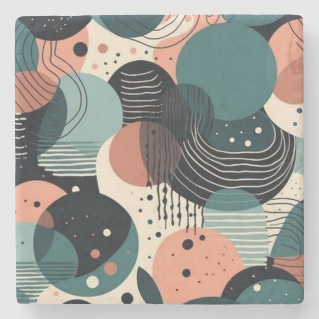 Dessous-de-verre En Pierre Motif Abstrait sans fil minimal - géométrique (8) (Devant)