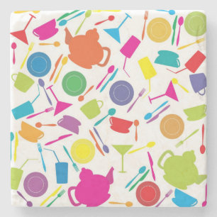 Dessous-de-verre En Pierre Motif Avec Cuisine Colorée