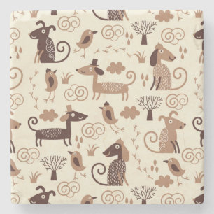 Dessous-de-verre En Pierre motif avec les chiens mignons