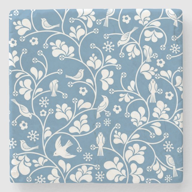 Dessous-de-verre En Pierre motif avec les oiseaux et l'ornement de plantes (Devant)