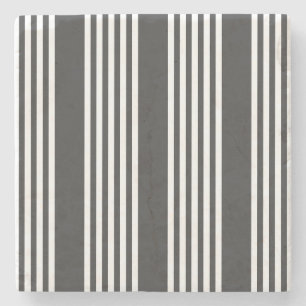Dessous-de-verre En Pierre Motif blanc et charbon de bois à cinq bandes