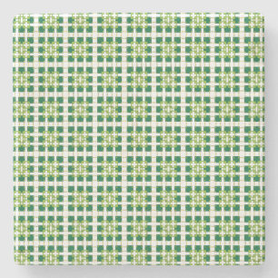 Dessous-de-verre En Pierre Motif carré de la forêt verte géométrique moderne