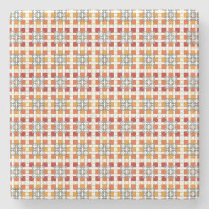 Dessous-de-verre En Pierre Motif carré moderne géométrique rouge ambre