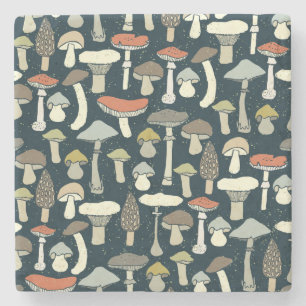 Dessous-de-verre En Pierre Motif Champignons de Forêt Rustique