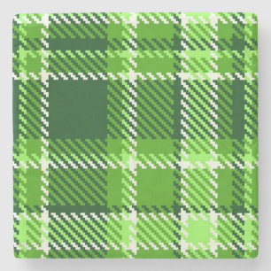 Dessous-de-verre En Pierre Motif Checkered de couleur verte