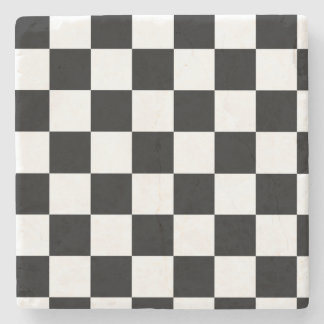Dessous-de-verre En Pierre Motif Checkered noir et blanc