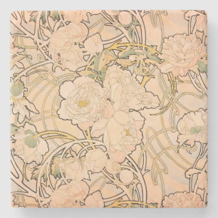 Dessous-de-verre En Pierre Motif classique Art nouveau de jardin de pivoines 