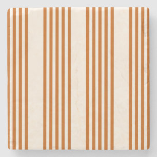 Dessous-de-verre En Pierre Motif couleur orange brun et beige cinq rayures