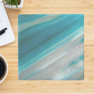 Dessous-de-verre En Pierre Motif d'agate à bande bleue turquoise
