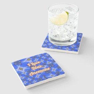 Dessous-de-verre En Pierre Motif d'anémone du Jardin bleu