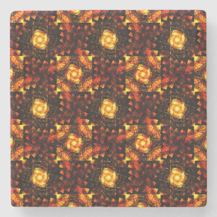 Dessous-de-verre En Pierre Motif d'art abstrait élégant boho moderne or #506