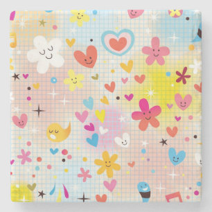 Dessous-de-verre En Pierre motif de bande dessinée d'amusement