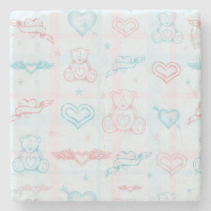 Dessous-de-verre En Pierre motif de bébé avec l'ours de nounours