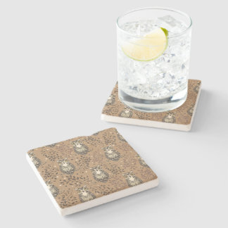 Dessous-de-verre En Pierre Motif de bois illustré de Chouette Brown