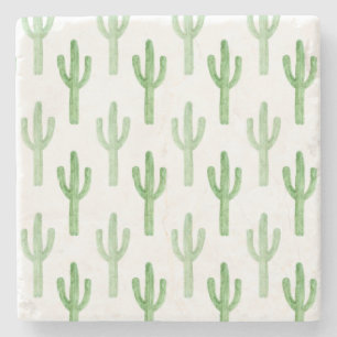 Dessous-de-verre En Pierre Motif de cactus d'aquarelle