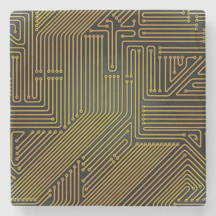 Dessous-de-verre En Pierre Motif de carte d'ordinateur
