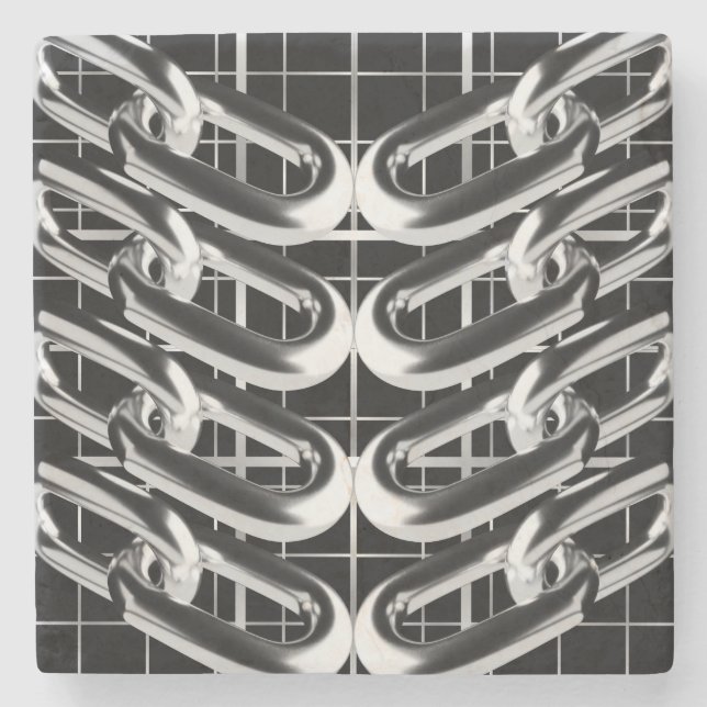 Dessous-de-verre En Pierre Motif de chaîne métallique (Devant)