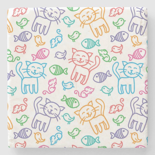 Dessous-de-verre En Pierre motif de chat (Devant)