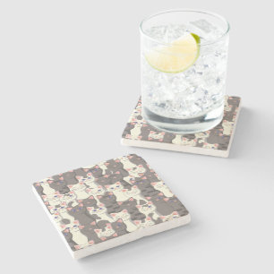Dessous-de-verre En Pierre Motif de chats blancs et gris