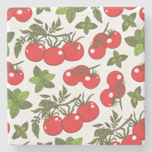 Dessous-de-verre En Pierre Motif de cuisine sans couture Tomato Basil
