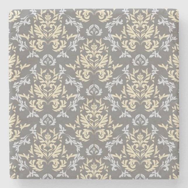 Dessous-de-verre En Pierre Motif de damassé (Devant)