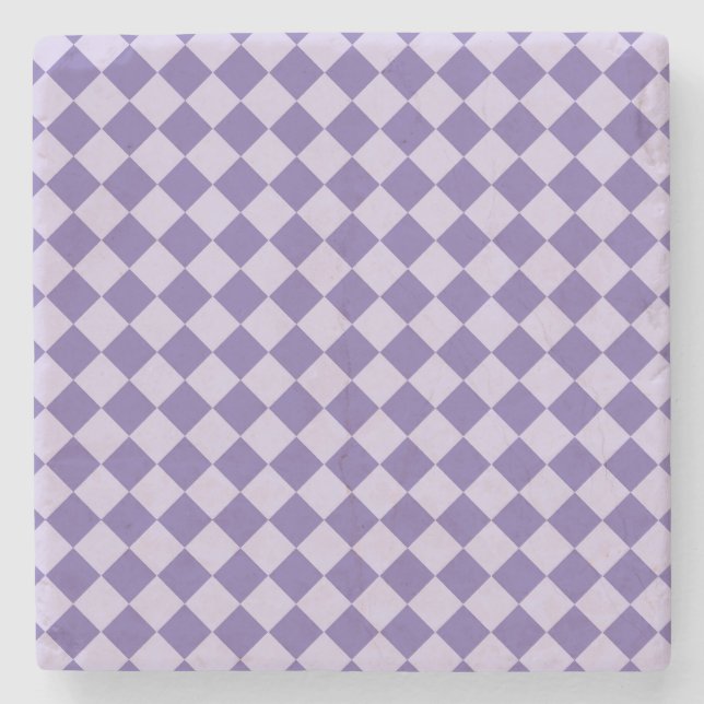 Dessous-de-verre En Pierre Motif de diamants de Checker Violet (Devant)