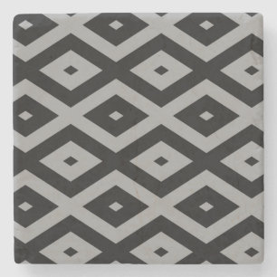 Dessous-de-verre En Pierre Motif de diamants gris et noir