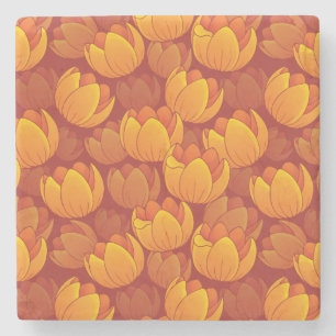 Dessous-de-verre En Pierre Motif de fleur d'or